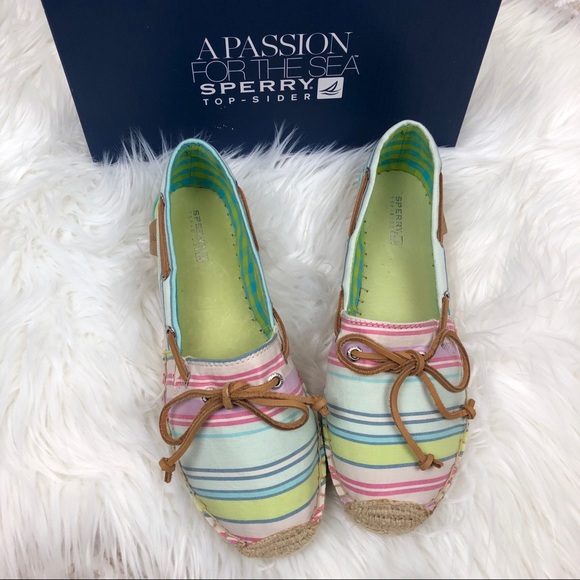 Sperry Shoes - Sperry Katama Pink And Green Stripe Espadrille 7.5